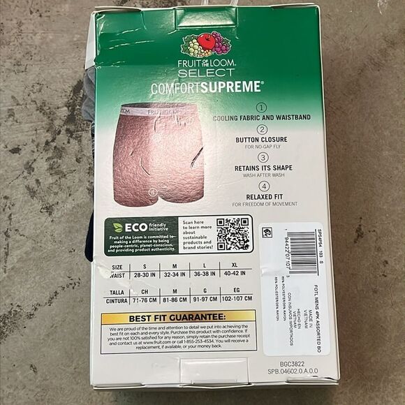 Fruit of the Loom Select Comfort Supreme Boxer Briefs Size Small; New - Picture 5 of 7
